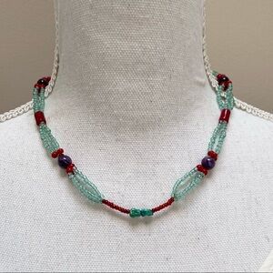 Handmade Amethyst beaded glass seed beads necklace